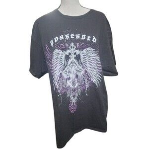 Hot Topic Possessed Winged Cross Black T-shirt Size 2XL Goth Punk Emo